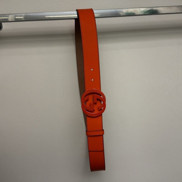 Authentic Gucci Interlocking GG logo Orange leather 100/40 - Picture 2 of 8